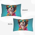 thumbnail image 2 of Naloa Colorful Sunglasses Dog Pillowcase, Throw Pillowcase, Wrinkle-Free, Stain-Resistant with Hidden Zipper for Bedroom Sofa-16"x24", 2 of 6