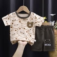 thumbnail image 2 of NOLDARES Baby Boy Summer Clothes 2pcs Dinosaur Truck Graphic Tee Cotton Shorts Toddler Outfits(Coffee,6-12 M), 2 of 4