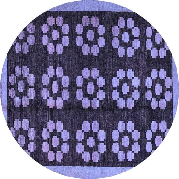 Ahgly Company Indoor Round Abstract Blue Modern Area Rugs, 8' Round