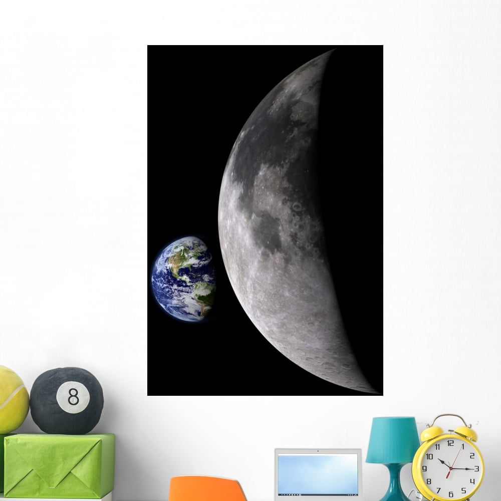 Earth and Moonelements This Wall Mural Decal Sticker, Wallmonkeys Peel ...