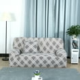 thumbnail image 2 of Unique Bargains 2pcs Slipcover Elastic Couch Cover 2+3 Seater Sofa Slipcovers, White Gray Grid, 2 of 8