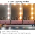 thumbnail image 6 of Pink Vanity Desk with Illuminated Mirror & Power Outlet, 11 Drawers Vanity Table with Chair, Makeup Vanity with 12 LED Lights, Tempered Glass Top, Dressing Table for Bedroom,Dressing Room, 6 of 7
