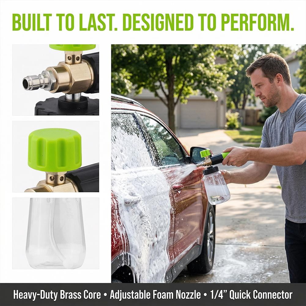 Foam Cannon Sprayer for Garden Hose – Self-Locking Pressure Washer Attachment, Adjustable Snow Foam Lance for Patio & Car