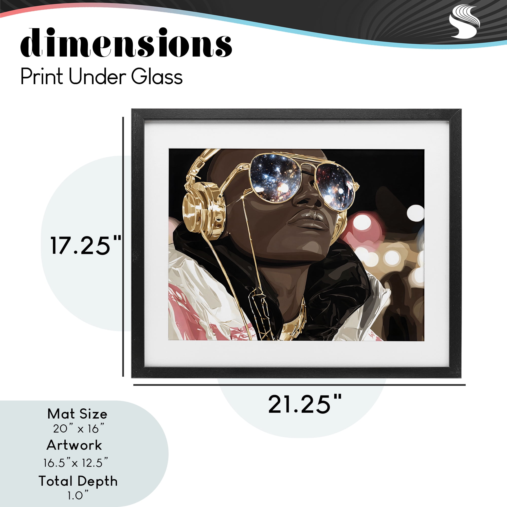 Stupell Industries Starry Eyed Shades with Headphones Black Framed Print Under Glass, design by Franklyn Gregory