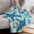 thumbnail image 3 of Blue Starfish Coastal Blanket Soft Cozy Warm Throw Blanket for Couch, Plush Fuzzy Flannel Fleece Blankets for Sofa, Summer Beach Shell Conch Nautical Bed Blankets Lightweight Gifts for Women, 50"x80", 3 of 9