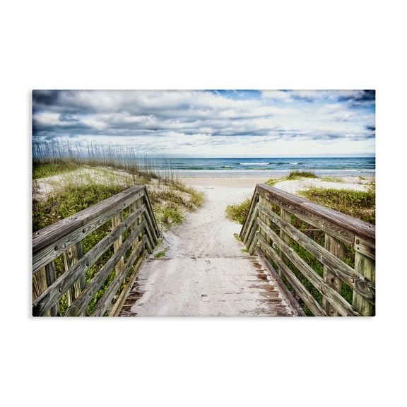 Stupell Industries Sandy Coast Boardwalk Nautical & Beach Photography Wrapped Canvas Art Print Wall Art, 24 x 16
