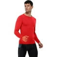 thumbnail image 3 of Active Men's Long Sleeve Compression Shirt with Crew Neck and Stretch Performance Fit - Large, Red, 3 of 6