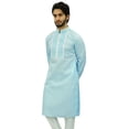 thumbnail image 3 of Atasi Chemise Tunique Décontractée en Coton Col Mandarin Bleu pour Hommes - Très Grand, 3 of 7