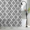 thumbnail image 2 of Moroccan Lattice Fabric Shower Curtain Grey Geometric Classic Quatrefoil Trellis Washable Shower Curtains for Bathroom, Waterproof Bath Curtain with Hooks Home Decor 72x72in, 2 of 8