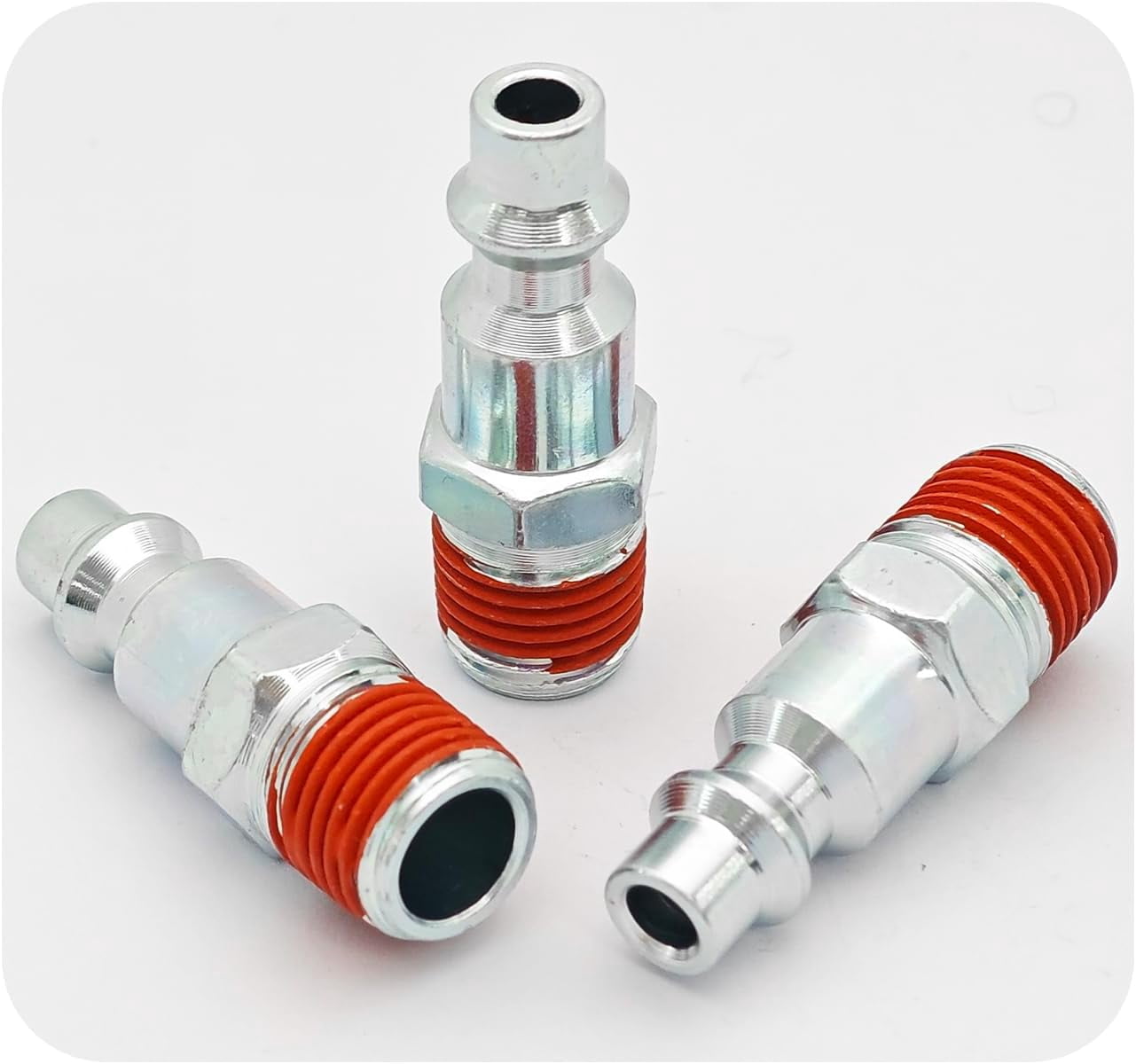 MKEUDQ-20PCS 1/4" NPT Male Air Plugs, Industrial Pneumatic Quick Connect Fittings for Air Compressor Hose, Iron Construction with Sealed Threads