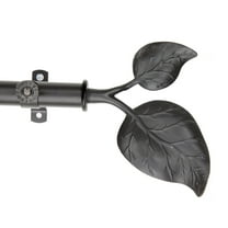 Contemporary Home Living 178" Black Eve Leaves Contemporary Single Window Curtain Rod