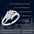 thumbnail image 5 of Gem Stone King 925 Silver and 10K Yellow Gold Round CZ Simulated Diamond Two Stone Crossover Ring for Women (1.53 Cttw, Size 6), 5 of 5