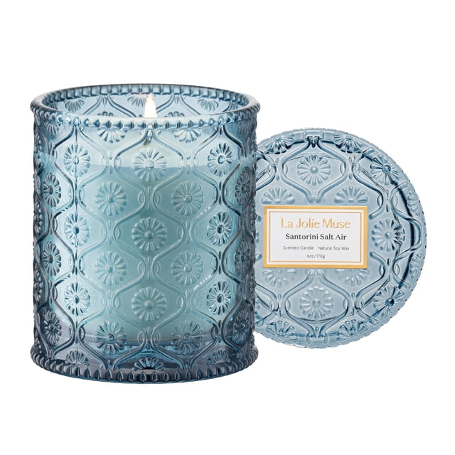 Vela LA JOLIE MUSE Sal marina fresca de Santorini, 170 g, 40 h, quemada