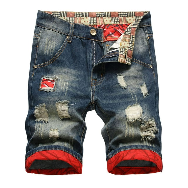 Pisexur Half Shorts Jeans Men's Summer Short Micro Inelastic Shorts Zipper Open Five Point Short Half Shorts Jeans