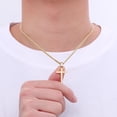 thumbnail image 4 of Gold Plated Cross Necklace for Men, Mens Cross Necklaces with 3.5mm Chain and Stainless Steel Pendant, Cuban Chain 16-24 Inch, 4 of 13
