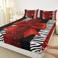 thumbnail image 3 of Manfei Girls Bow Knot Full Size Sheets, Leopard Zebra Print Bed Sheets, Pink Black White Sheet Sets, Luxury Bedroom Decor 4 Pieces, 3 of 7