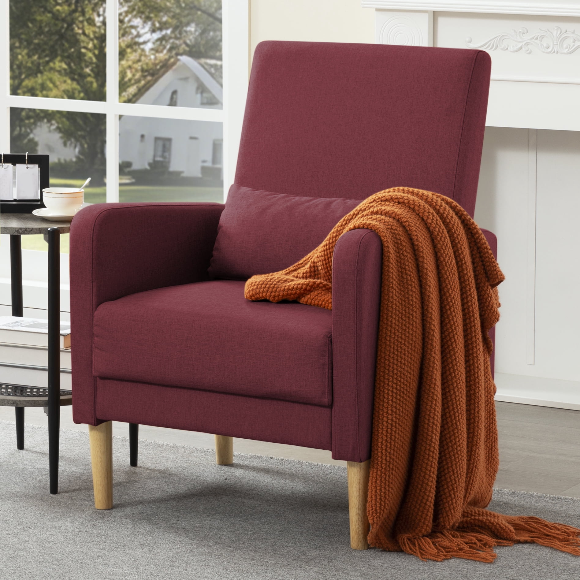 BSHTI 26.5” Modern design Style Accent Chair. Easy to Assemble Accent Chair with Storage Side Pocket and Solid Wood Frame for Livingroom