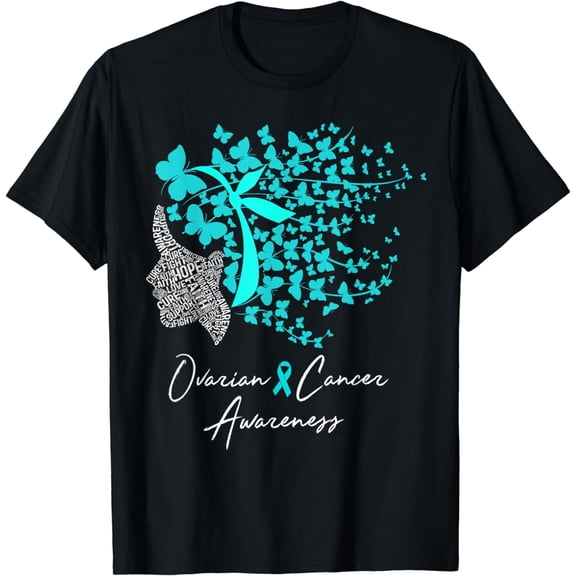 Ovarian Cancer Awareness Shirt Teal Butterflies TShirt