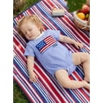 thumbnail image 6 of BemeyourBBs Newborn Baby Boy Girl 4th of July Outfit Infant Baby Independent Day Patriot Clothes Waffled Bubble Romper Stripe America Flag Short Sleeve Bodysuit Baby Boy Girl Summer Clothes, 6 of 8