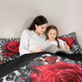 thumbnail image 5 of Castle Fairy Flower Red Rose 3 Pieces Queen Comforter Set for Female Men Adults,Chic Floral Blossoms Ultra Soft Bedding Sets,Abstract Leopard Print Bedding Comforter Set Breathable, 5 of 8