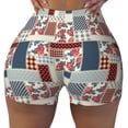 thumbnail image 2 of Honeii Patchwork In Country Style Print Women's Workout Shorts, Gym Shorts for Active Wear, Sports Shorts,Women's Running Shorts,Quick Dry Athletic Shorts-Large, 2 of 8