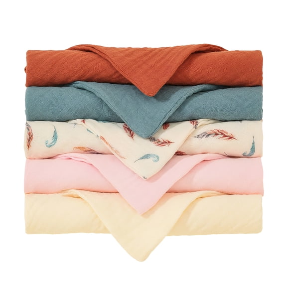 AUQ 5Pcs Wash Cloth,Soft Absorbent Cotton Fabric Small Towels,Smooth Comfortable Yarn Texture Wash Rags for Body,Style1,16.14*11.81*11.81in