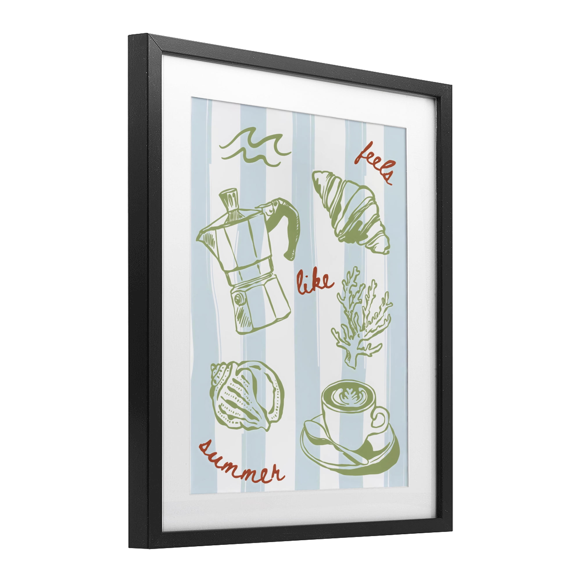 Stupell Industries Feels Like Summer on Stripes Black Framed Print Under Glass, design by The Prints Vibe
