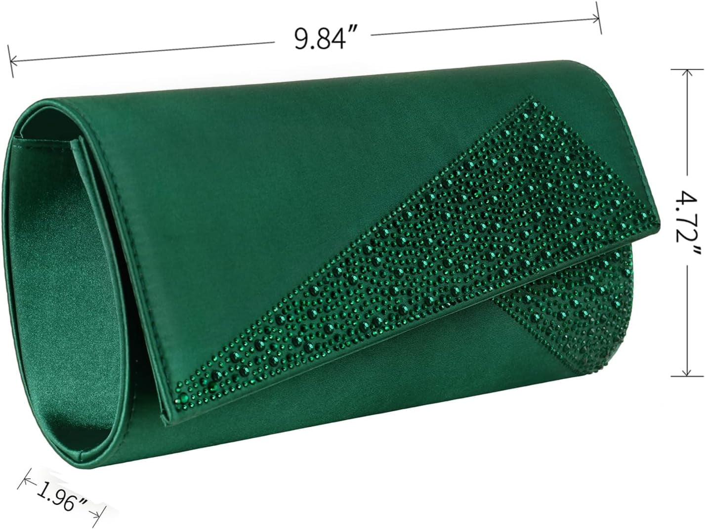 Women Satin Rhinestones Evening Bags Prom Bridal Clutch Purse Cross Body With Detachable Chain Strap