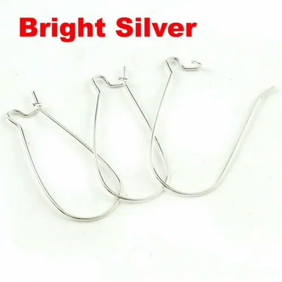U8MO 100Pcs Ear Wire Earring Oval Fish Shape Hoop French Hook 35X15mm Jewelry Making-B: Bright Silver