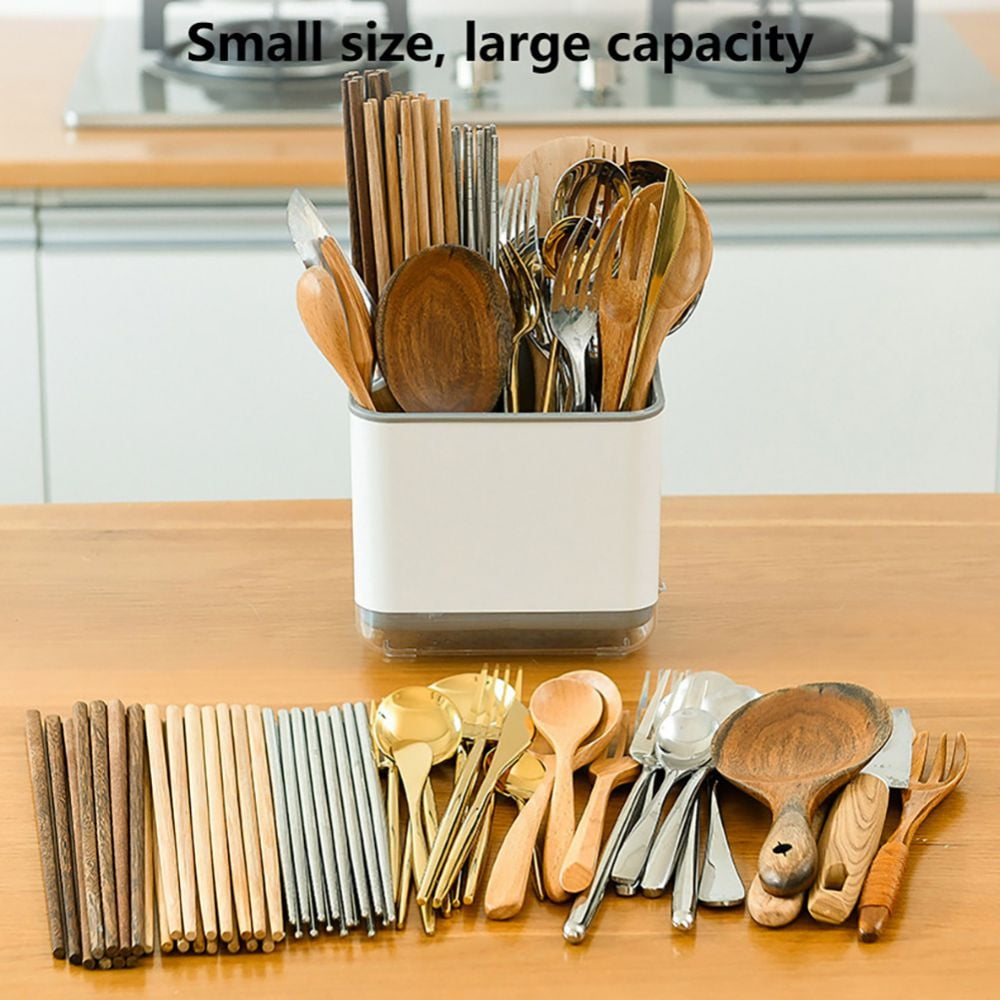 Silverware Storage Organizer Caddy Grips Sinkware for Flatware/Forks/Knives/Spoons Utensil Holder Cutlery Drainer Sink Caddy Gray 3 Compartments with Drainer Ideal Kitchen Sink Organiser 