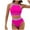 Hot Pink, variant on Ayolanni Modest Swimsuit Women Halter Blue Separates Solid Swimsuit Sets Swimsuits for Teens S