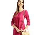 thumbnail image 3 of eloria Women's Fashion Round Neck Neck Design Indian Stylish Solid Kurti Dress, 3 of 5
