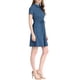thumbnail image 4 of Vestido mini de mujer Inspire Chic, con ajuste y vuelo, cuello, bolsillos y cintura elástica en gris azul, 4 of 8