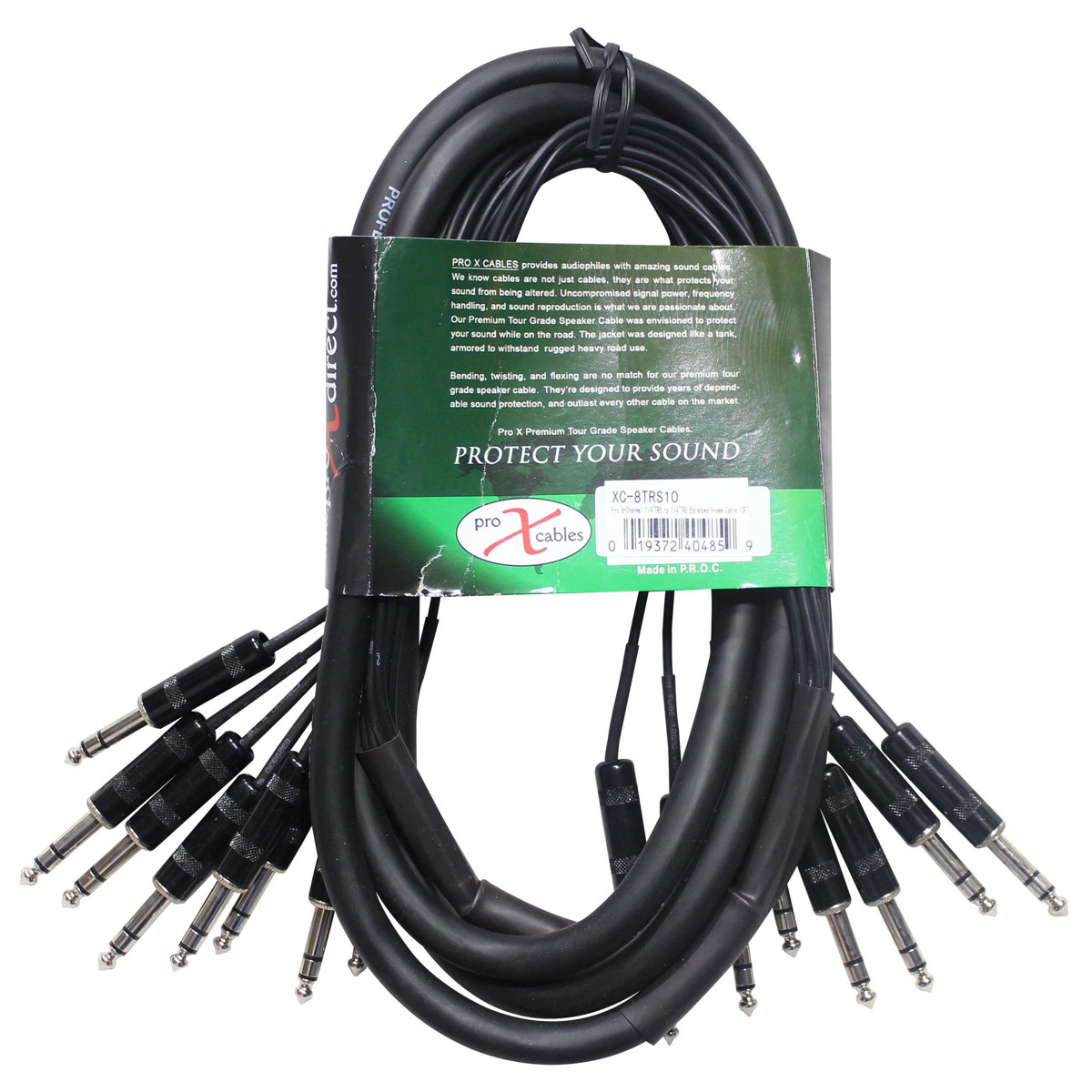 ProX XC-8TRS10 10' 8-Channel TRS-M to TRS-M Balanced Audio Snake Cable