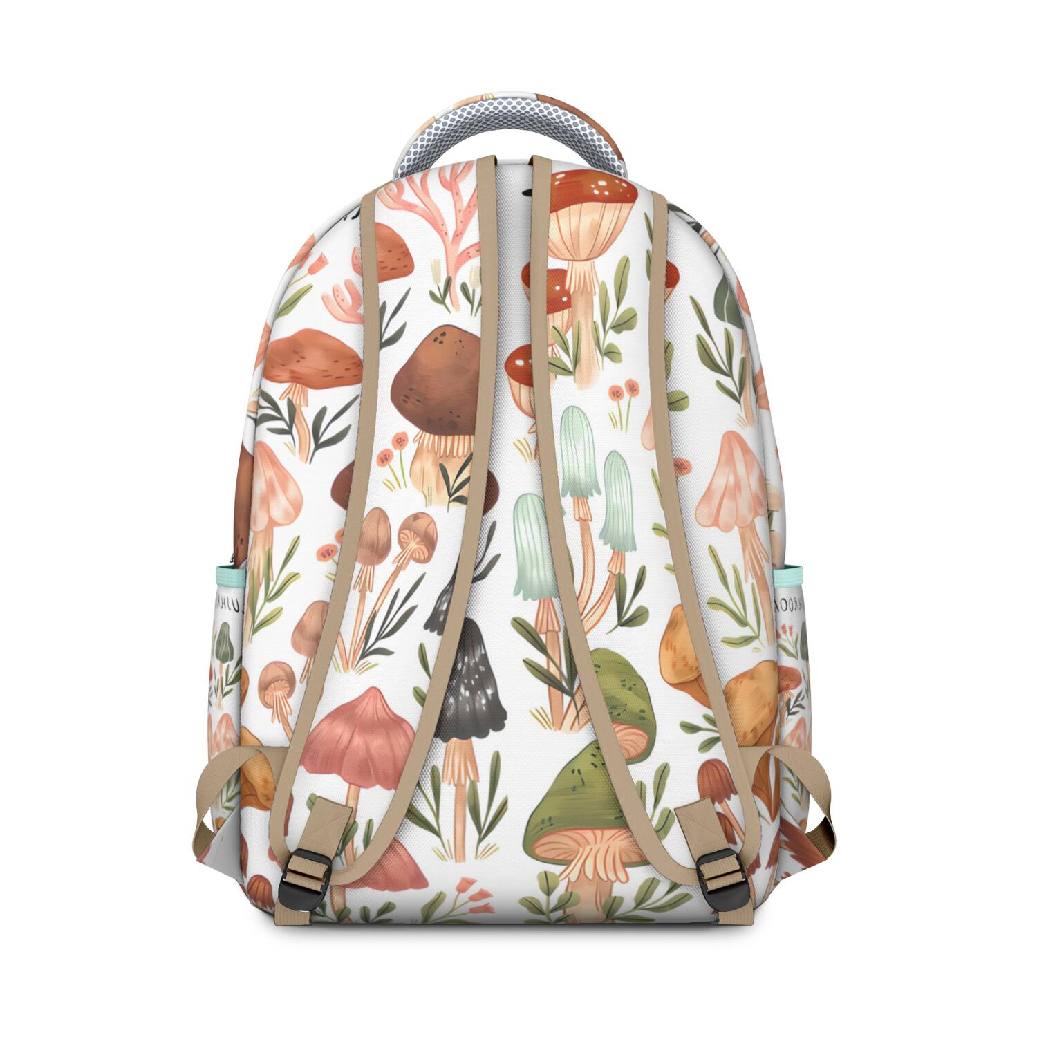 Whimsical Mushroom School Backpack - Vintage Aesthetic Fungi Bookbag with Organized Storage & Breathable Mesh Straps
