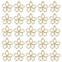100pcs Open Bezels, Resin Bezels Pendants Flower Open Back Bezels Alloy Hollow Frame Bulk, Gold Tone