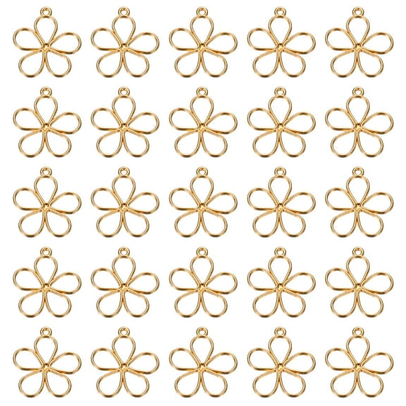 100pcs Open Bezels, Resin Bezels Pendants Flower Open Back Bezels Alloy Hollow Frame Bulk, Gold Tone