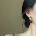 thumbnail image 3 of YIEMEEN Stylish Strawberry Earrings 3D Simulated Fruit Ear Rings Jewelry Accessories, 3 of 10