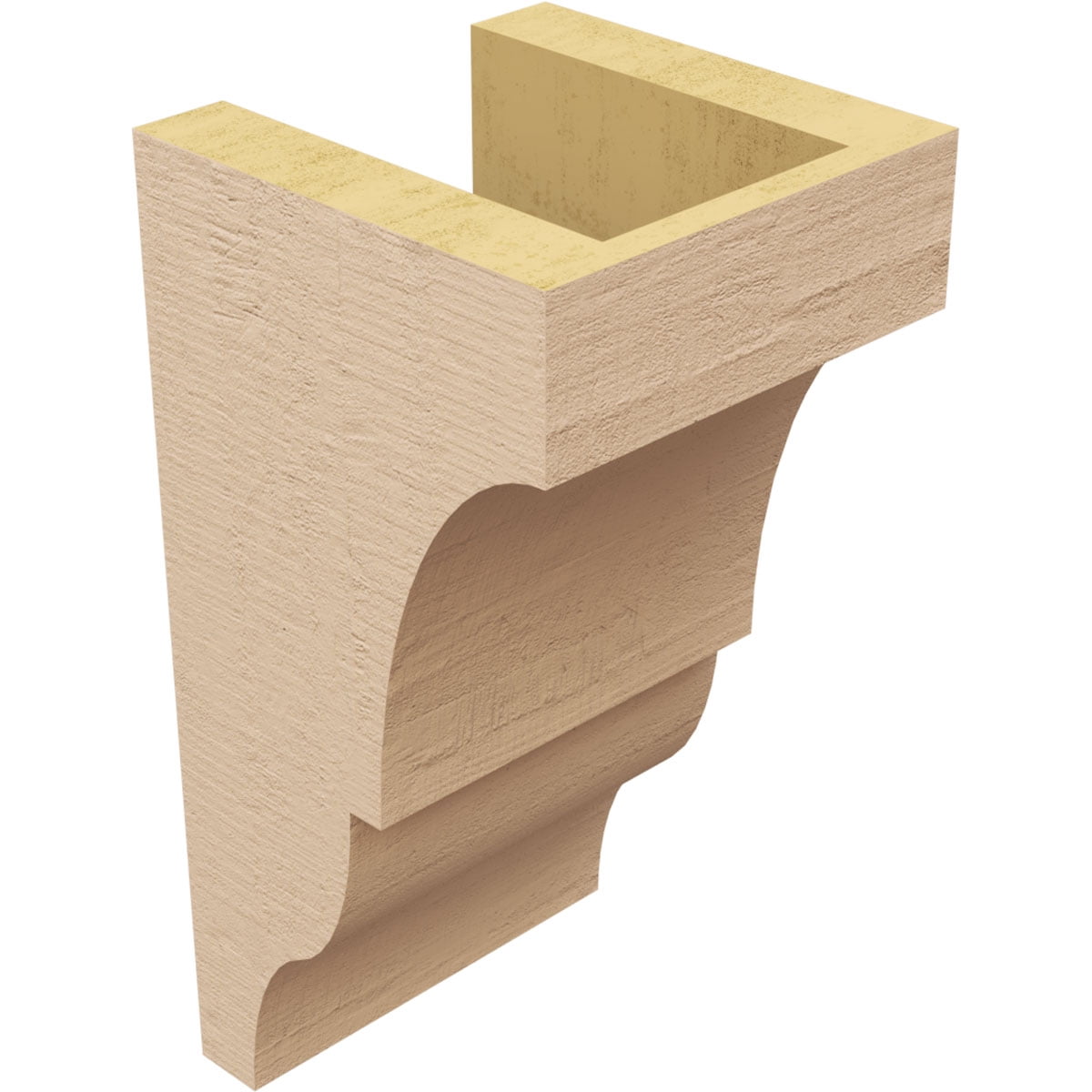5"W x 5"D x 10"H Wide Asheboro Rough Cedar Woodgrain TimberThane Corbel, Primed Tan