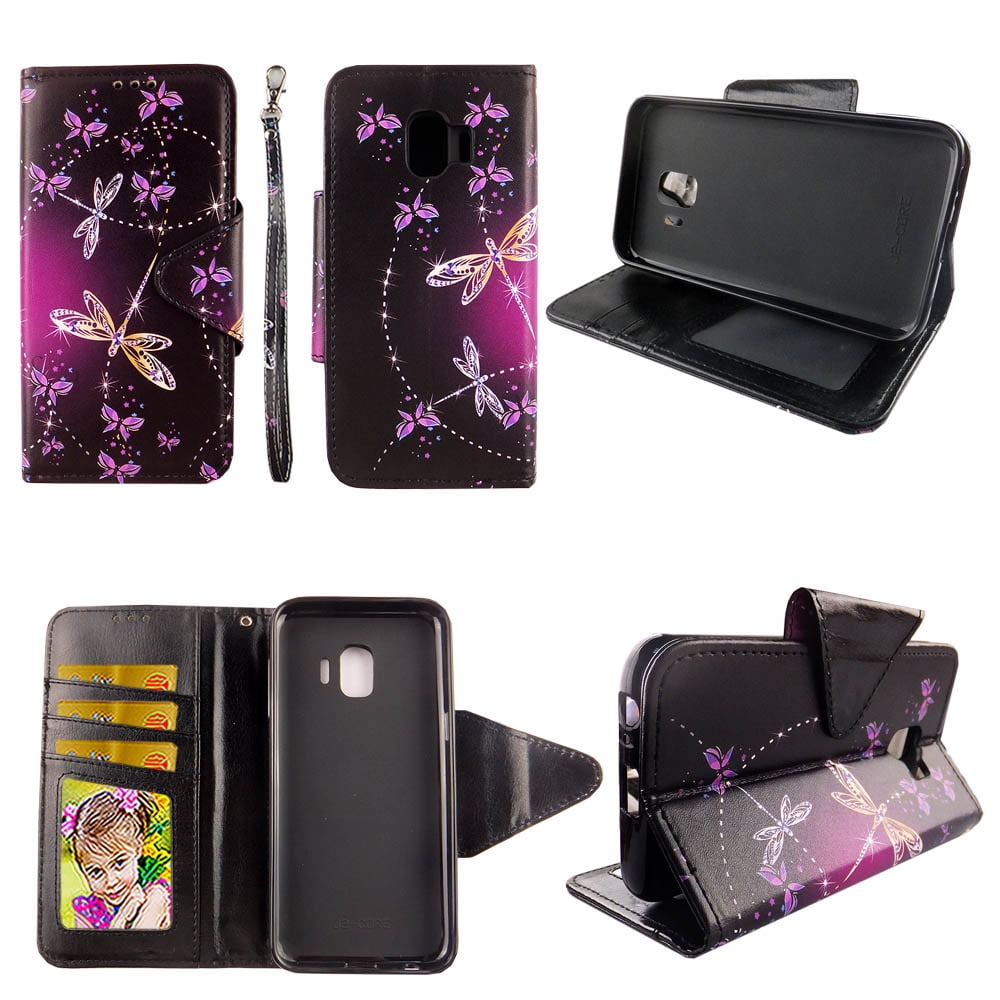 Sparkly Butterfly Wallet Case for Samsung Galaxy J2 / J2 Core / J2 Pure