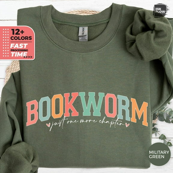 Bookworm Just One More Chapter Sweatshirt, Boho Book Sweater, Retro Reading Hoodie for Women, Librarian Literary Gift, Teacher Library Book TSHIRT All Size S-5XL