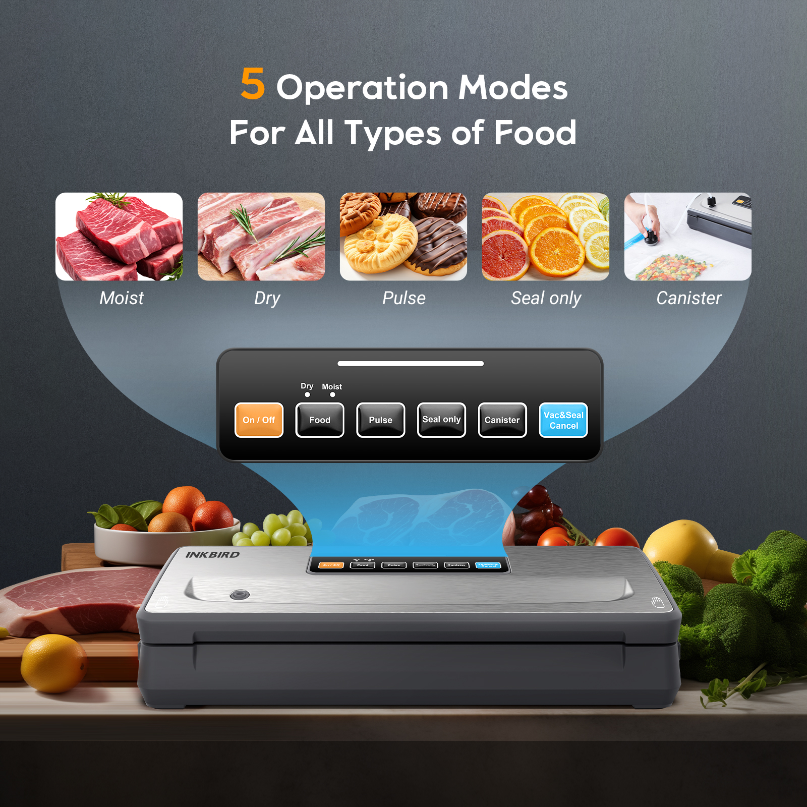Inkbird Cordless Vacuum Sealer Machine Vacuum Sealers with Bag Cutter,90Kpa