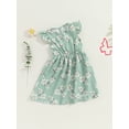 thumbnail image 4 of vera natura Little Girl Summer A-Line Dress Floral Print Flying Sleeve Round Neck Casual Dress, 4 of 8
