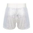 thumbnail image 2 of Yartina Kids Girls Sequins Dance Shorts Hip Hop Jazz Dance Performance Costume Athletic Sports Gym Silver XL, 2 of 7