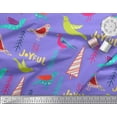 thumbnail image 2 of Soimoi Purple Rayon Crepe Fabric Text & Bird Artistic Print Fabric by Yard 46 Inch Wide, 2 of 5