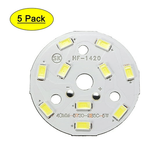 300mA 5W 10 LEDs 5730 Chip Aluminum Board Pure White 40mm Dia 5pcs