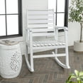 thumbnail image 4 of Carey Modern Slat-Back 300-Lbs Support Acacia Wood Patio Outdoor Rocking Chair, White, 4 of 8
