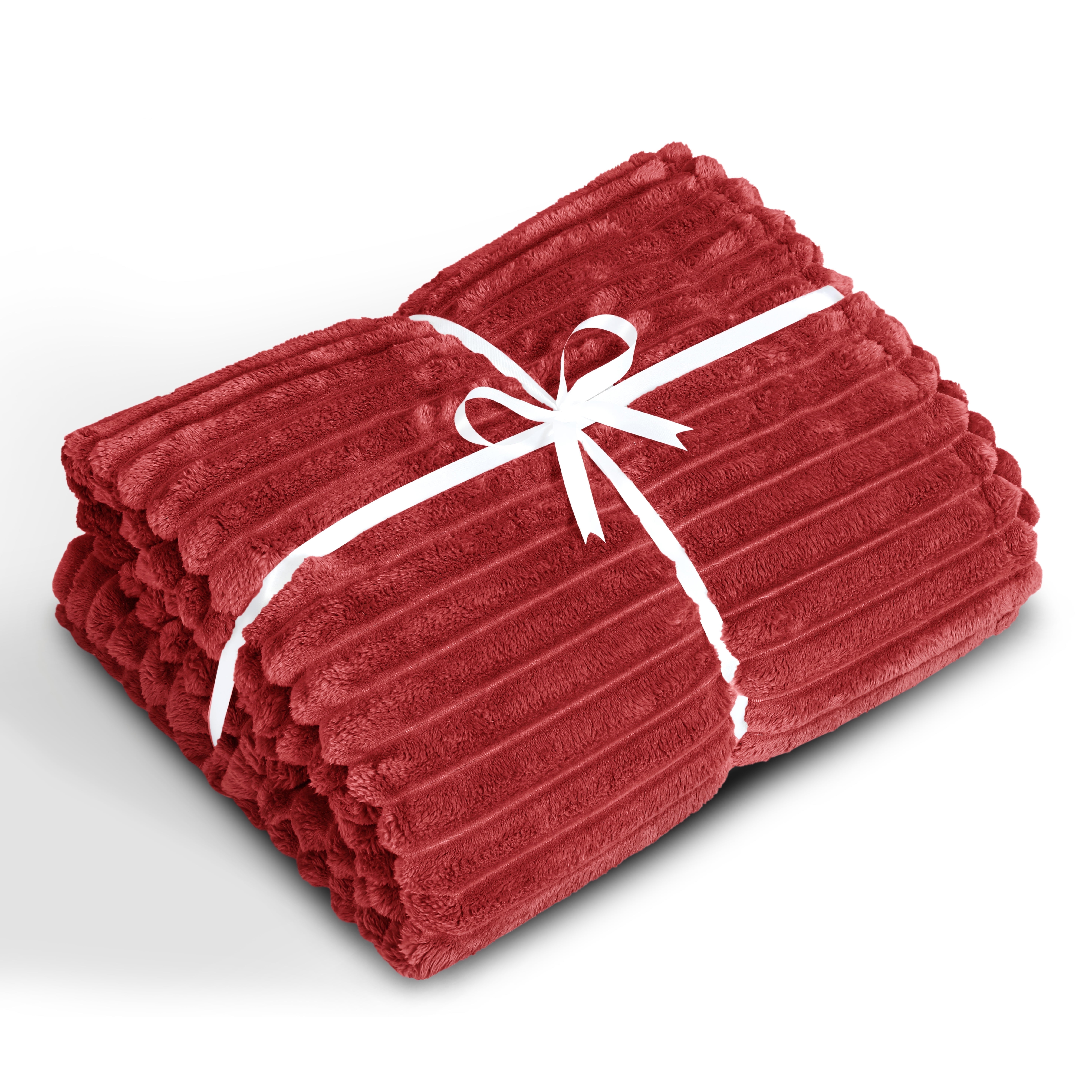 Oversized Queen Blanket for Bed (90”x100”), 400GSM Super Soft & Warm Fleece Throw Blankets for Bed, Couch, Sofa - 3D Ribbed Fluffy Lightweight Blanket All Season&nbsp;Use