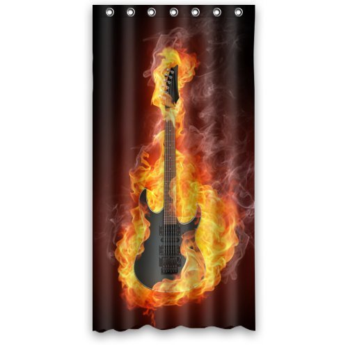 ABPHQTO Bajo entre fuego y agua Música Cortina de ducha Cortina de ducha impermeable 90x180 cm