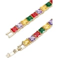 thumbnail image 3 of 14K Gold Over S925 Micro-Inlaid Four-Color Square Moissanite Necklace, Hip-Hop Trendsetter Jewelry, Fashion Gift for Street Style Lovers, 3 of 7